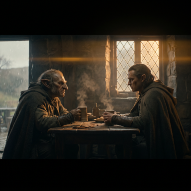 Friendly conversation.